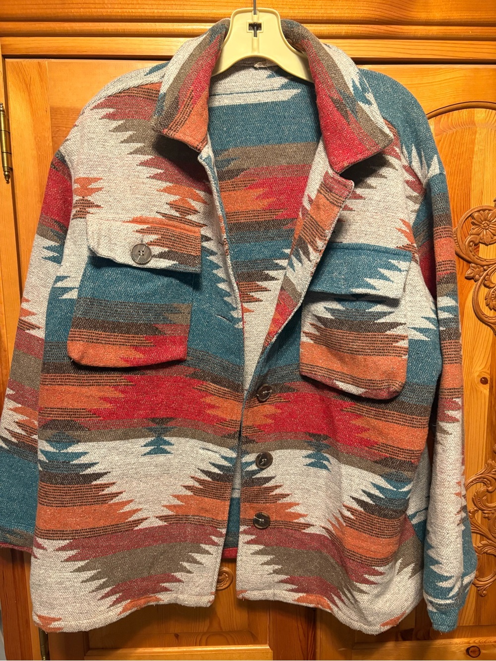 JODIFL Aztec Utility Jacket in Teal, Rust & Gray